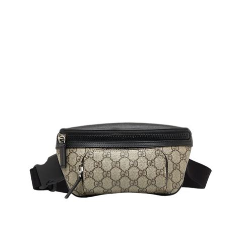 Gucci GG Supreme Waist Bag Body 450946 Gray Black PVC